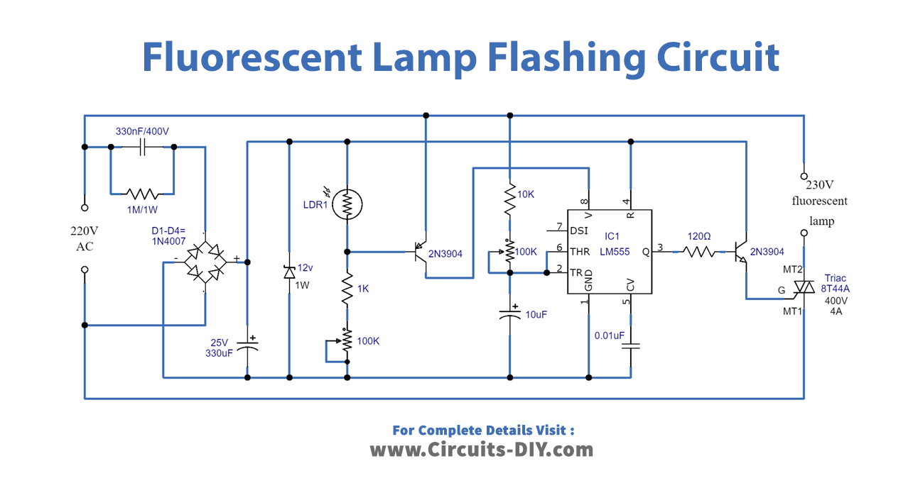 Fluorescent Lamp Flashing Triggered in Dark