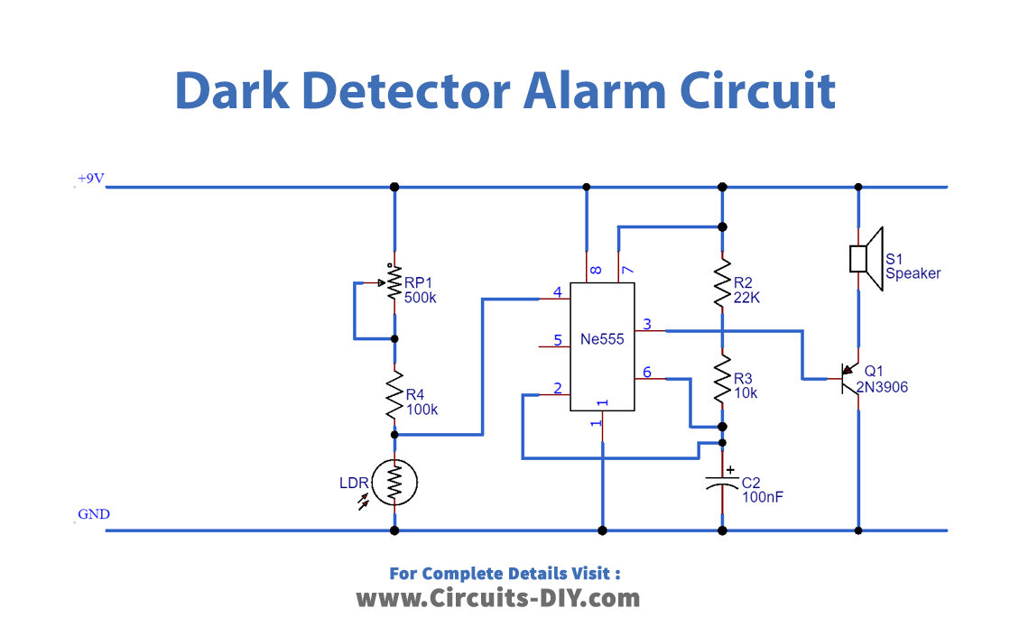 Dark detector Alarm Circuit_Diagram-Schematic