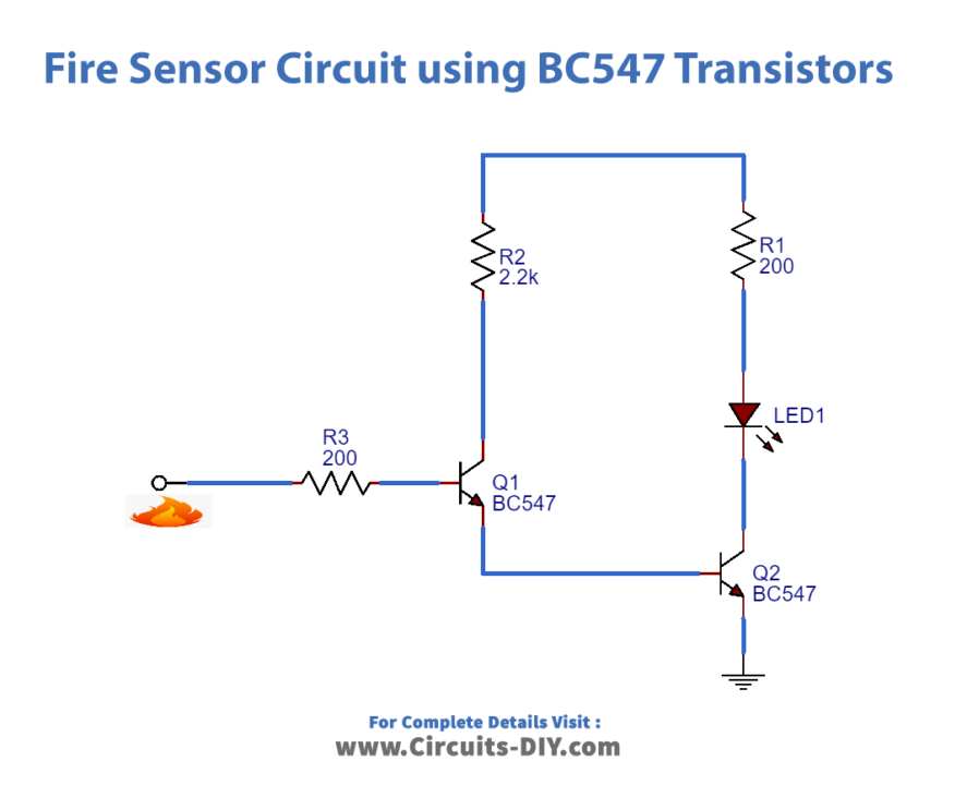 Fire Sensor Circuit using BC547 Transistors_Diagram-Schematic
