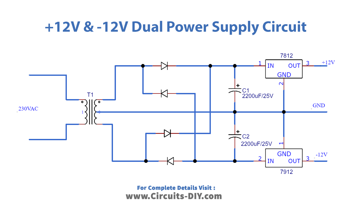 +12V and -12V Dual Power Supply Circuit Power Supply Circuits