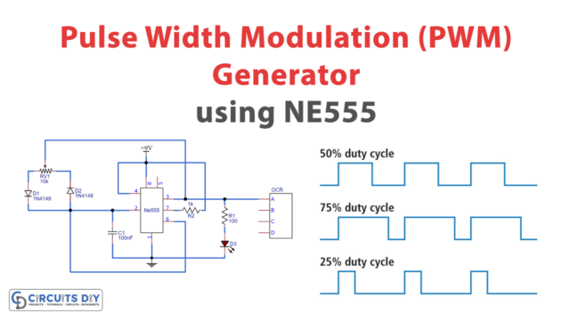 Generate Pulse Width Modulation (PWM) Signal using 555 Timer IC