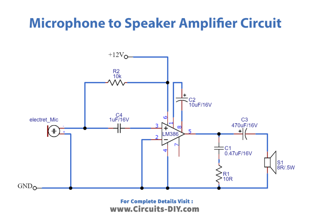 Microphone to Speaker Amplifier Circuit_Diagram-Schematic