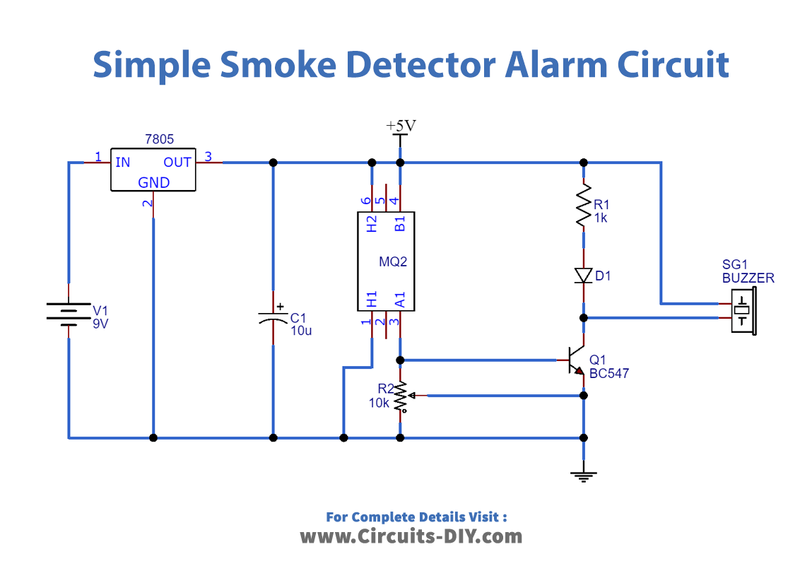 Simple Smoke Detector Alarm Circuit MQ2/MQ6