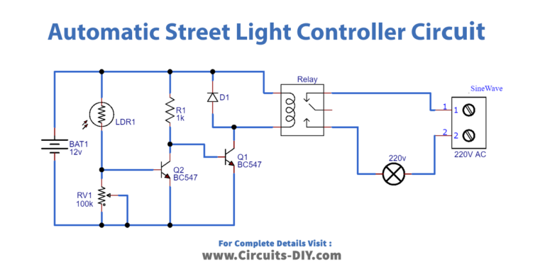 Automatic Street Light Controller Circuit Using Relays and LDR