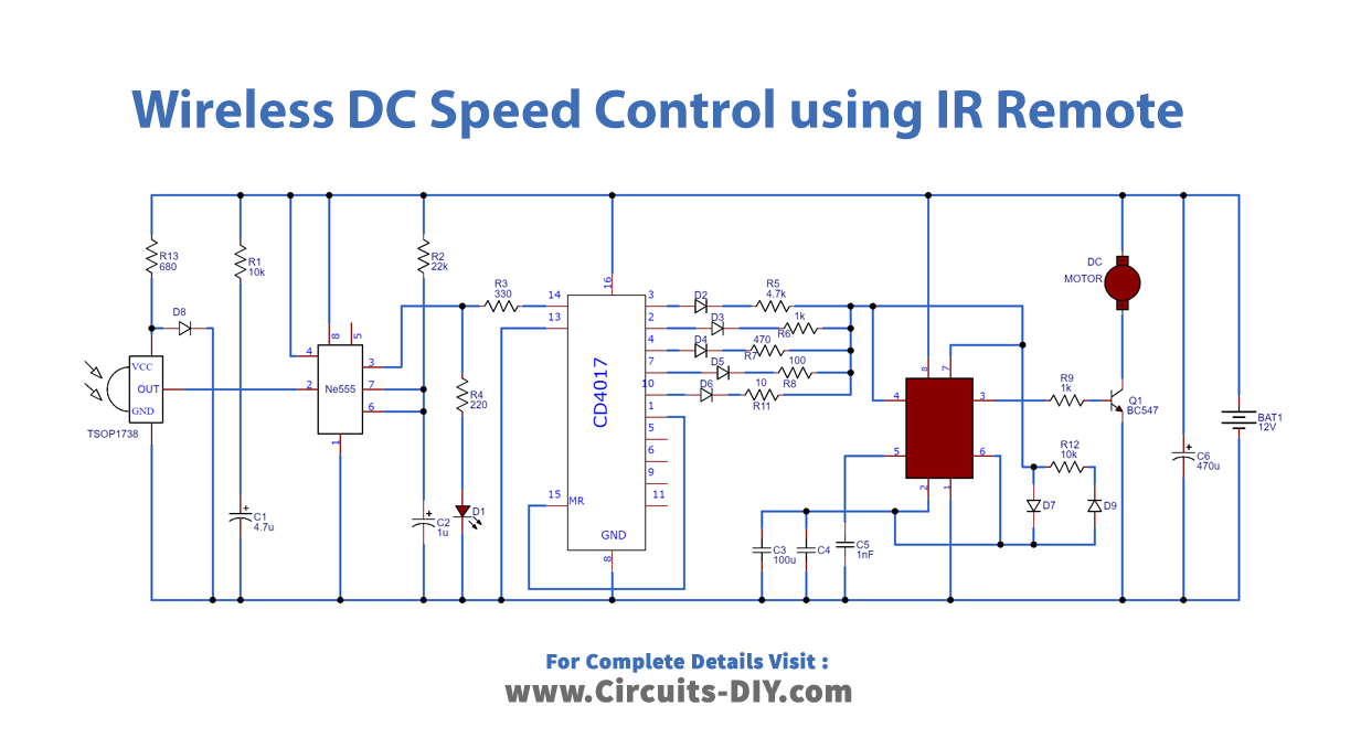 Wireless DC Speed Control using IR Remote_Diagram-Schematic