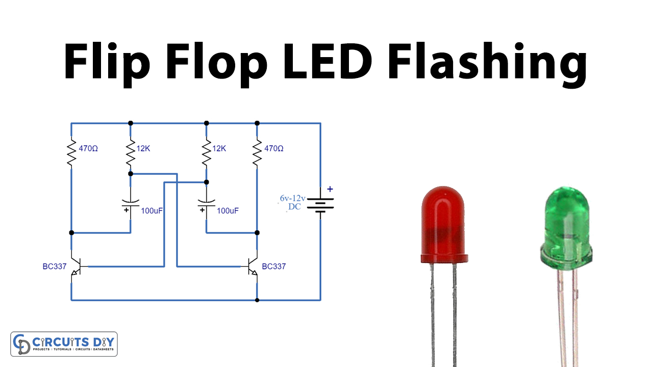 LED Flashing Circuit Using Astable Multivibrator