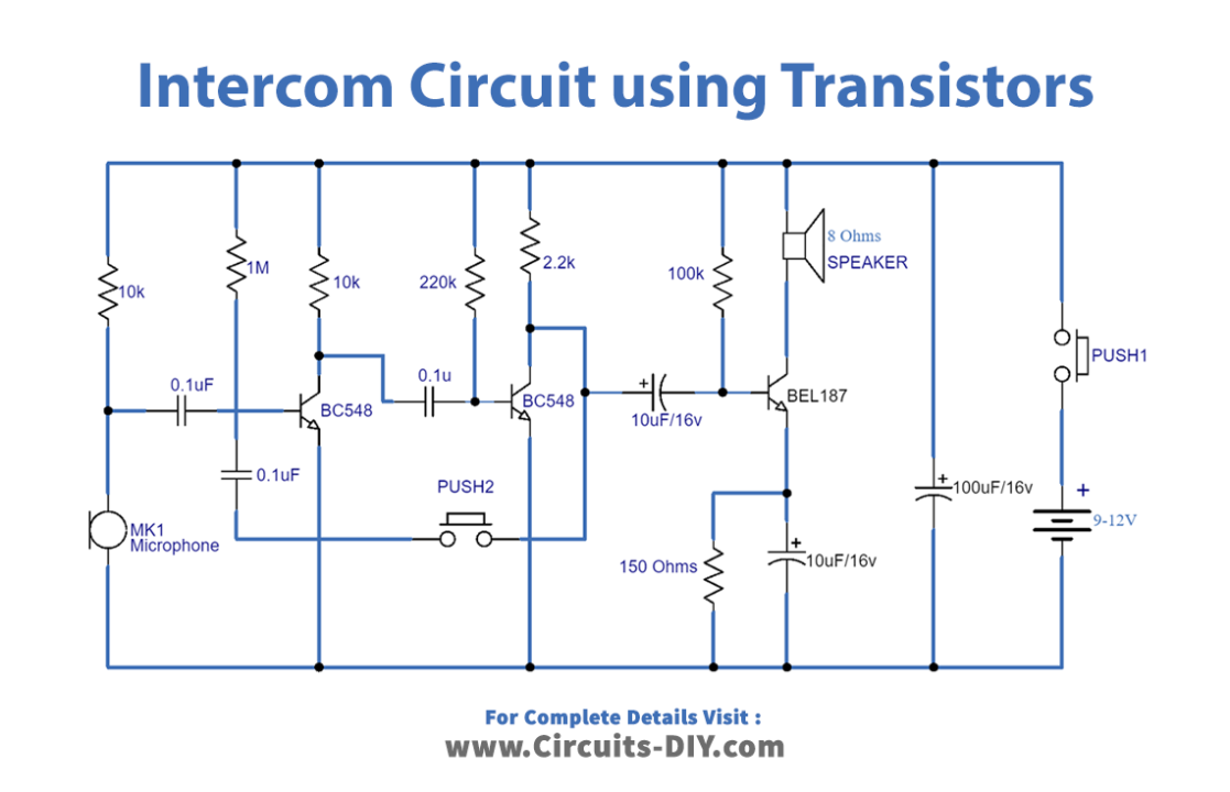 Intercom Circuit using Transistors