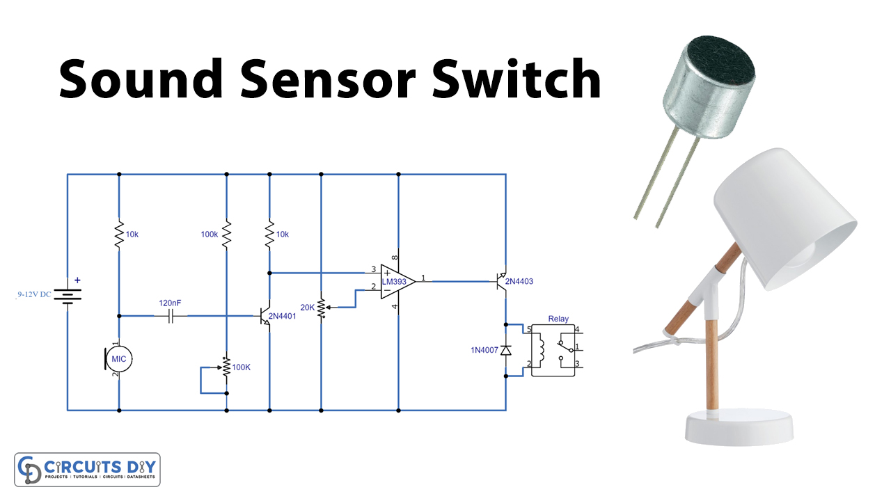 Sound Sensor Switch Circuit Using LM393N Dual Comparator IC