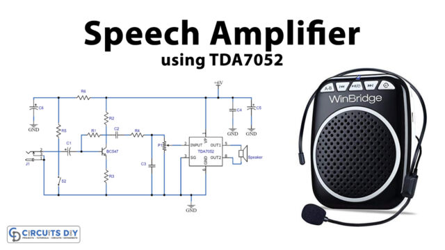 Speech Amplifier Circuit using TDA7052 Audio Amplifier IC