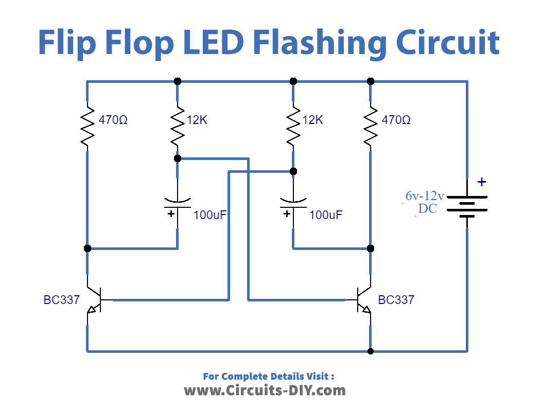 FlipFlop LED Flashing Circuit Using Astable Multivibrator
