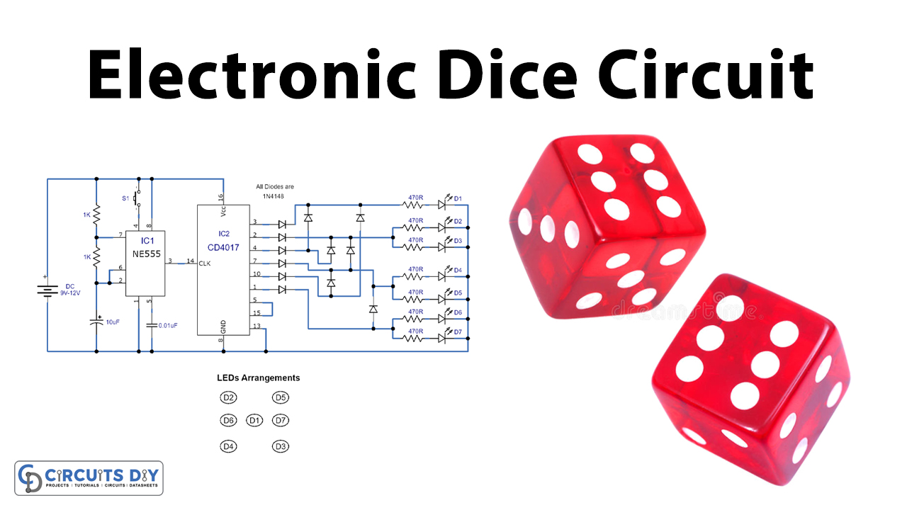 Electronic-Dice-Circuit-using-CD4017-IC-Electronics-Projects