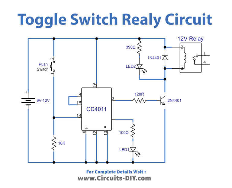 Toggle Switch Circuit using Relay & CD4017 IC