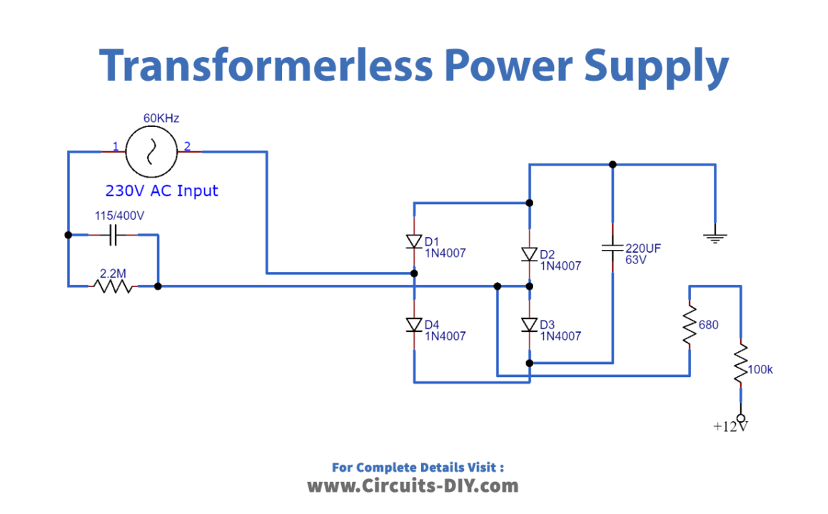 Transformerless Power Supply Circuit_Diagram-Schematic