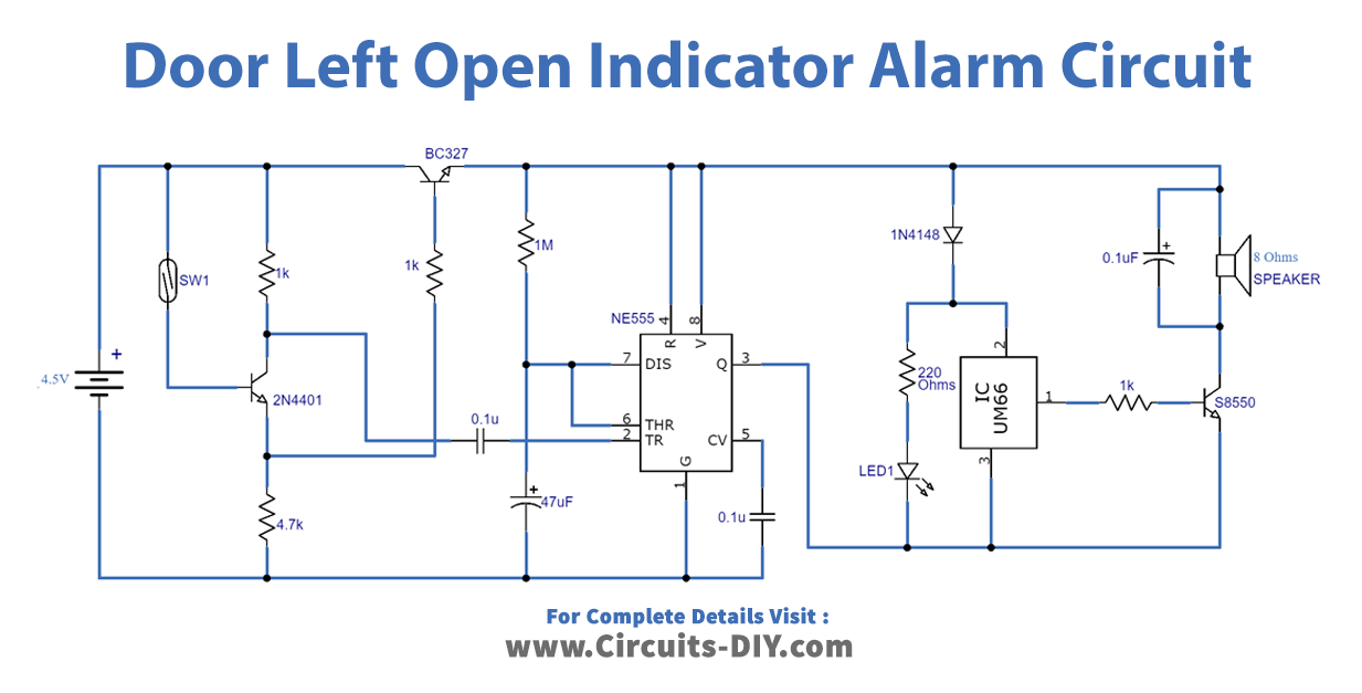 Door Left Open Indicator Alarm Circuit