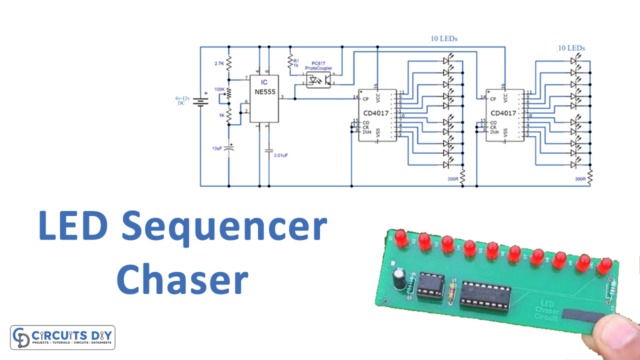 LED Sequencer Chaser Using 555 & 4017 ICs
