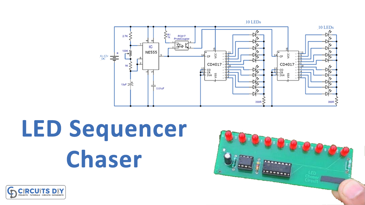 LED Sequencer / Chaser Using 555 & 4017 ICs