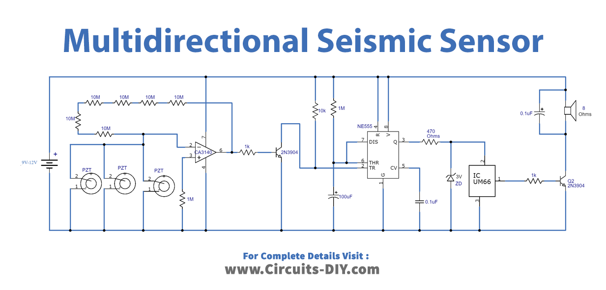 Multidirectional Seismic Sensor using Piezoelectric & CA3140 IC