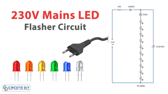 Simple 230V Mains 10 LED Flasher