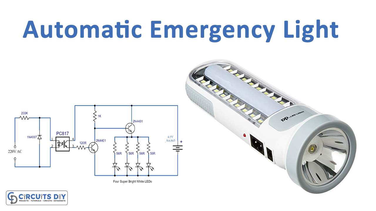 Simple Automatic Emergency Light using PC817 Optocoupler