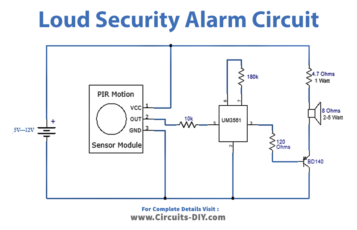 loud security alarm circuit