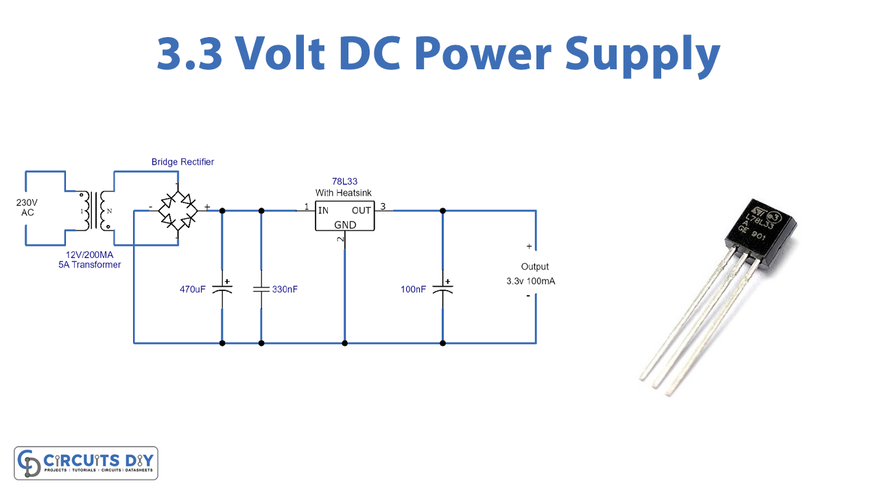 3.3V DC Power Supply Using L78L33 IC