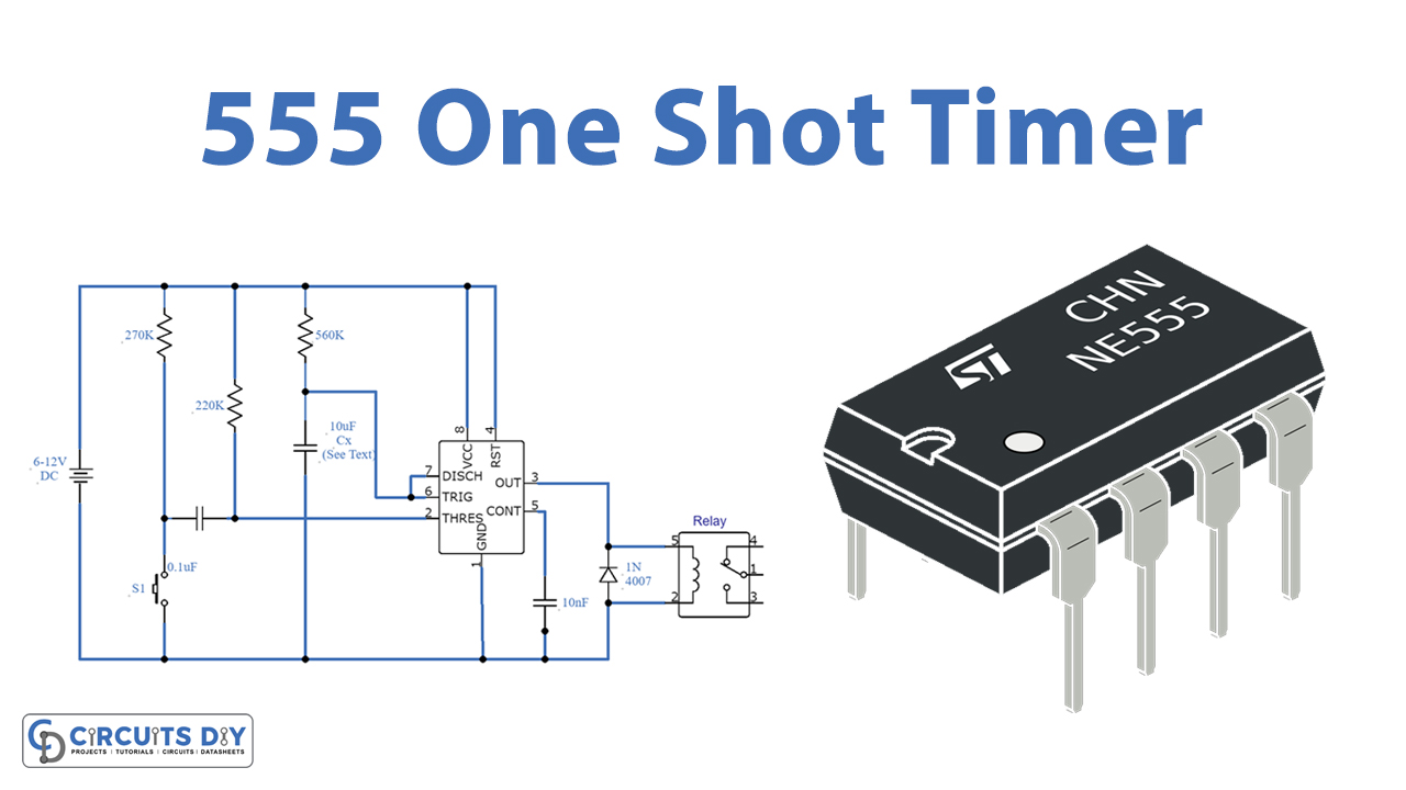 555 One-Shot Timer with Relay at Output