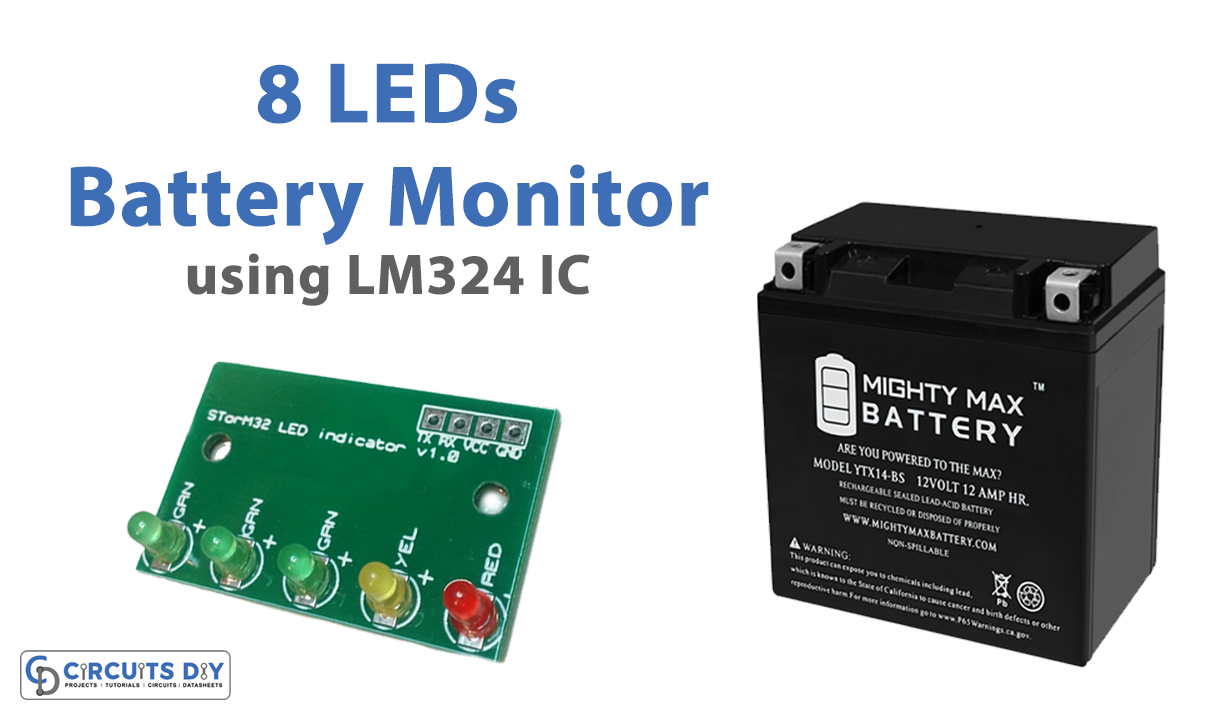 8 LED Battery Monitor Using LM324