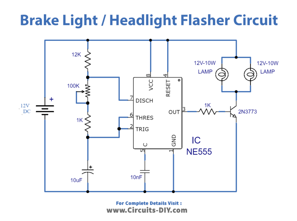 Car Brake Light Or Headlight Flasher Circuit