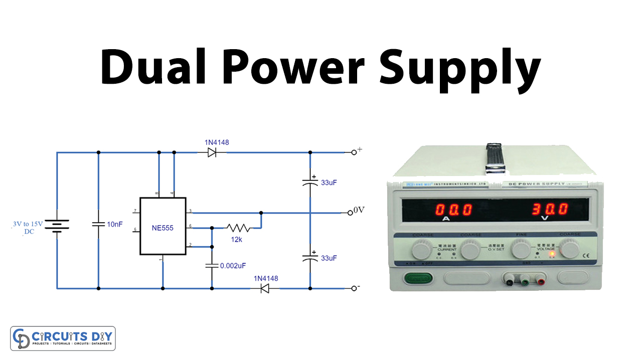 Dual Power Supply Using 555 Timer IC