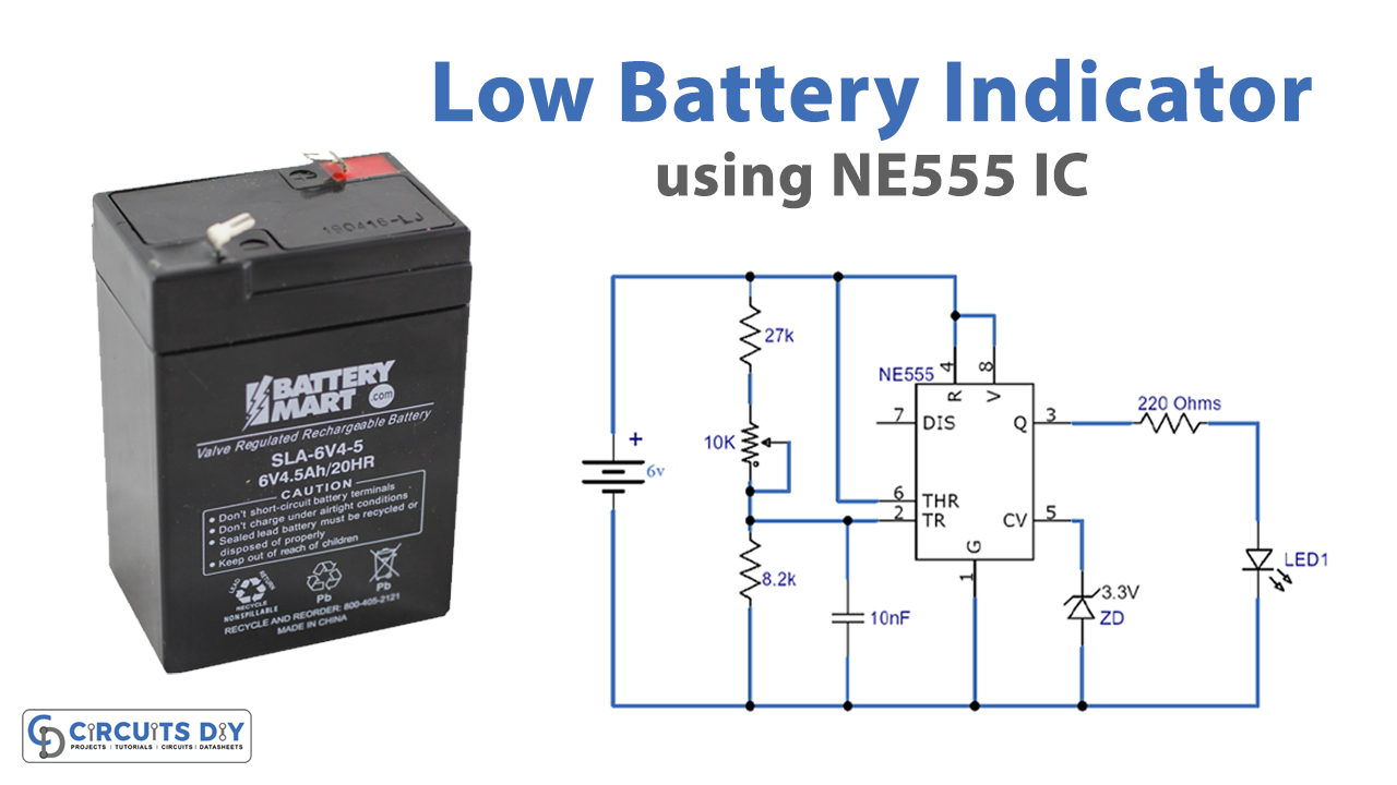 Low Battery Indicator using 555 Timer