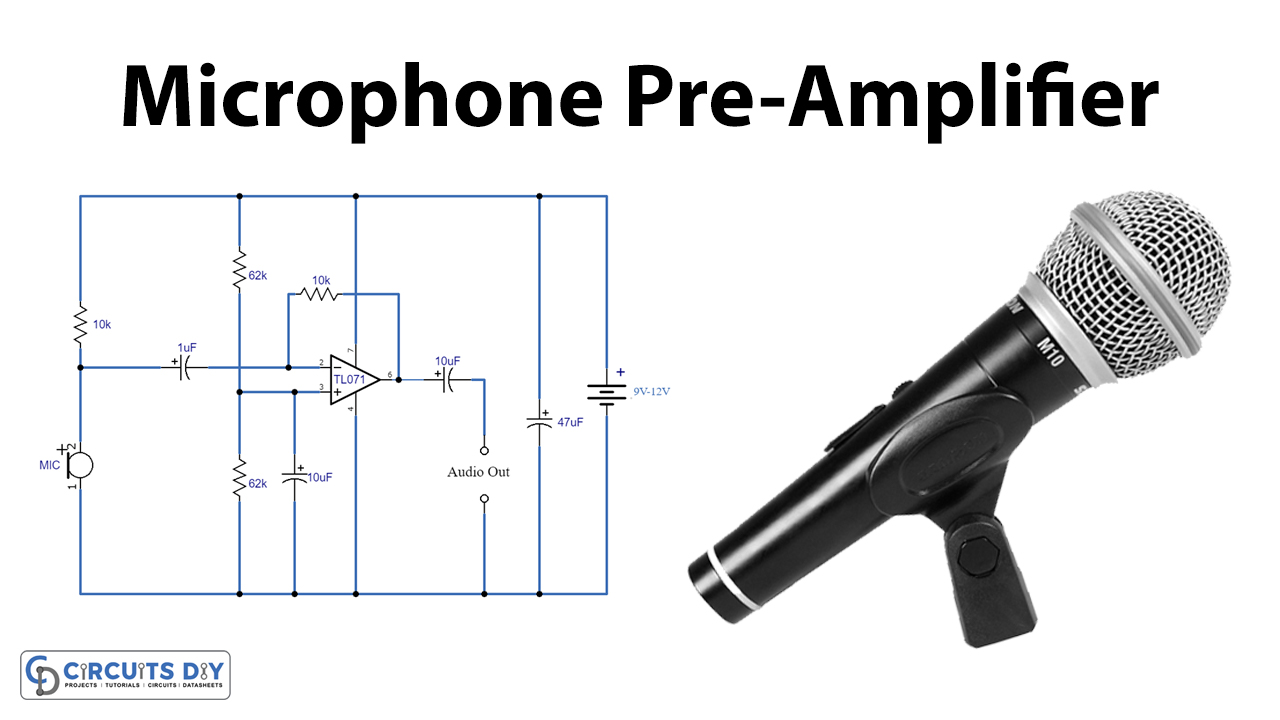 Microphone-Preamplifier-Circuit-Using-TL071-Op-Amp