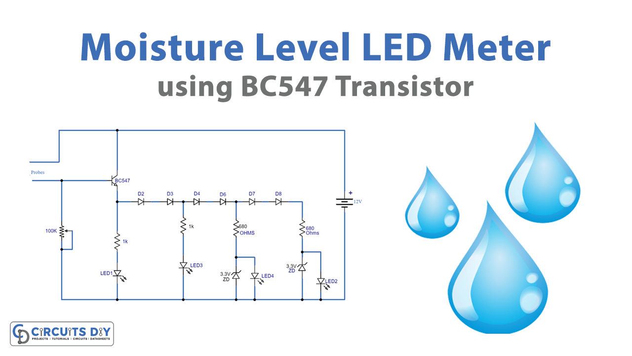 Moisture Level LED Meter with single Transistor