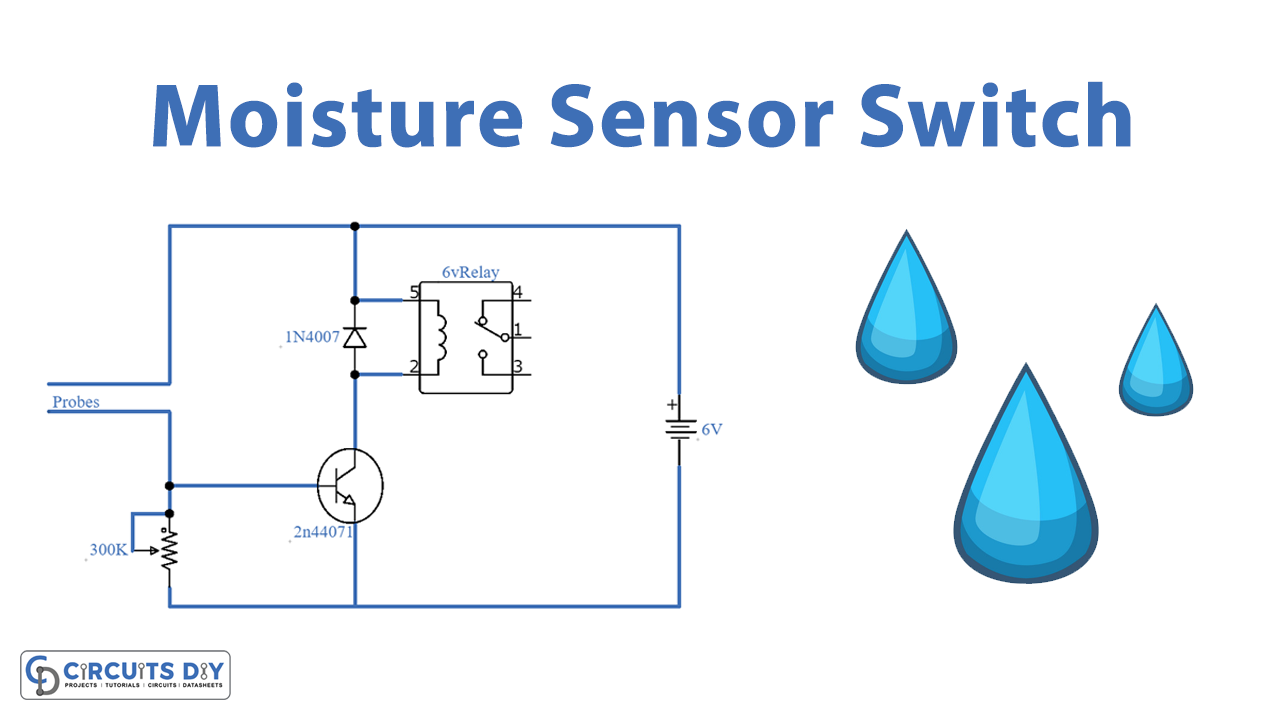 Moisture Sensor Switch using 2n4401 Transistor