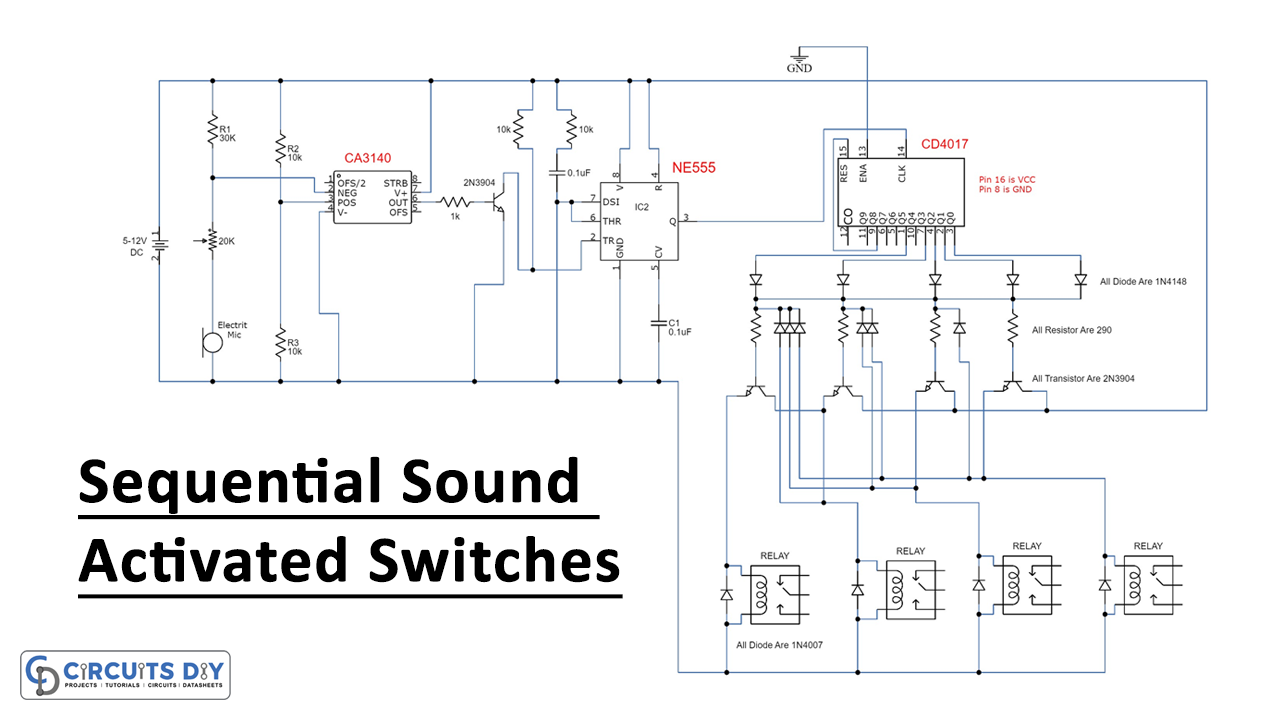 Sequential Sound Activated Switches – Electronics Project