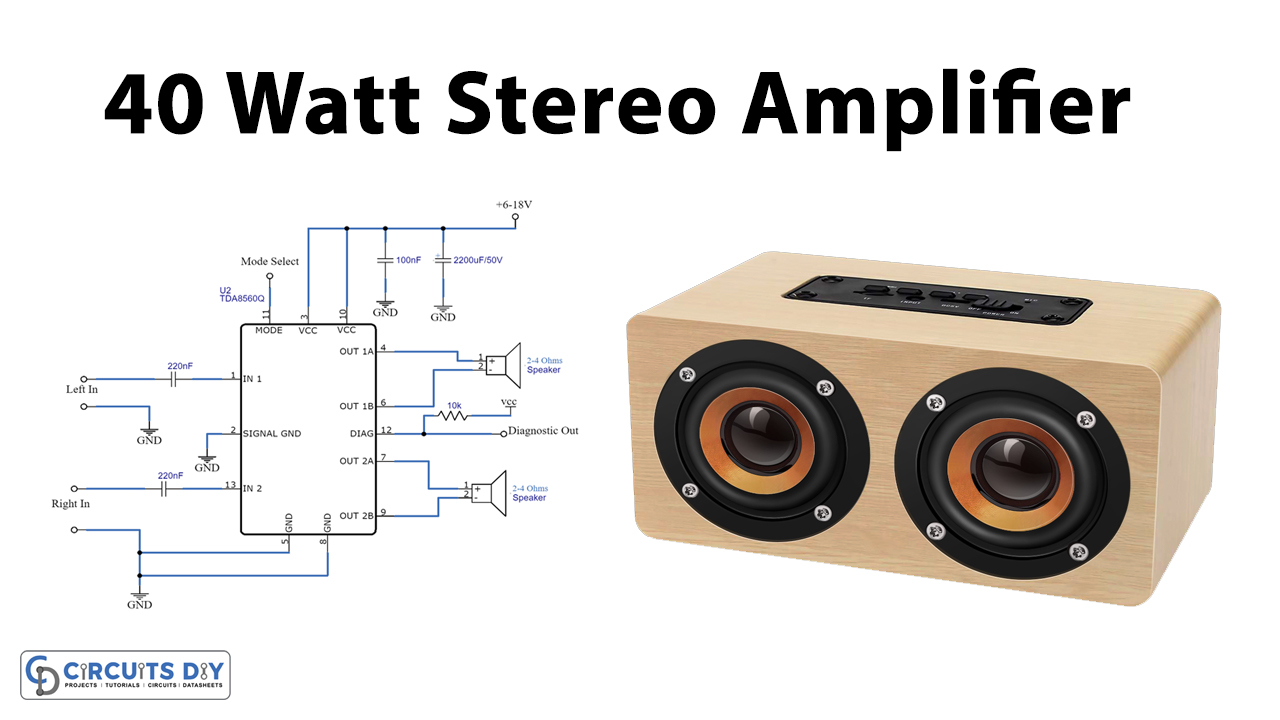 Stereo-Audio-Amplifier-(40 Watt)-Circuit-using-TDA8560Q