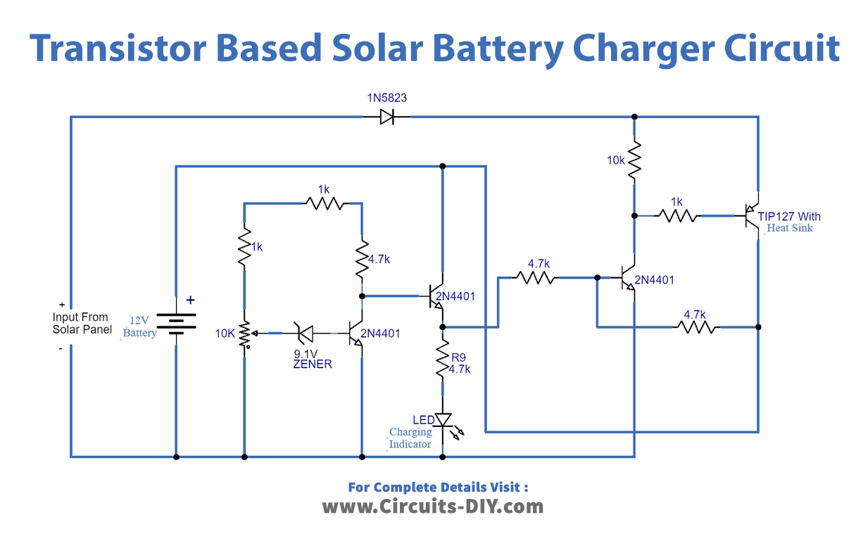 Transistor Based Solar Battery Charger Circuit
