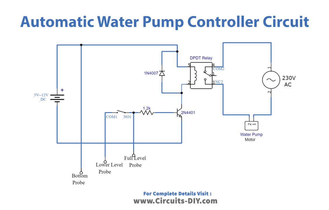 automatic-water-pump-controller-Circuit-Diagram-Schematic