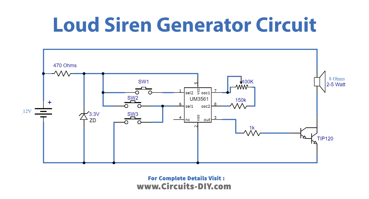 Loud Siren Generator Circuit