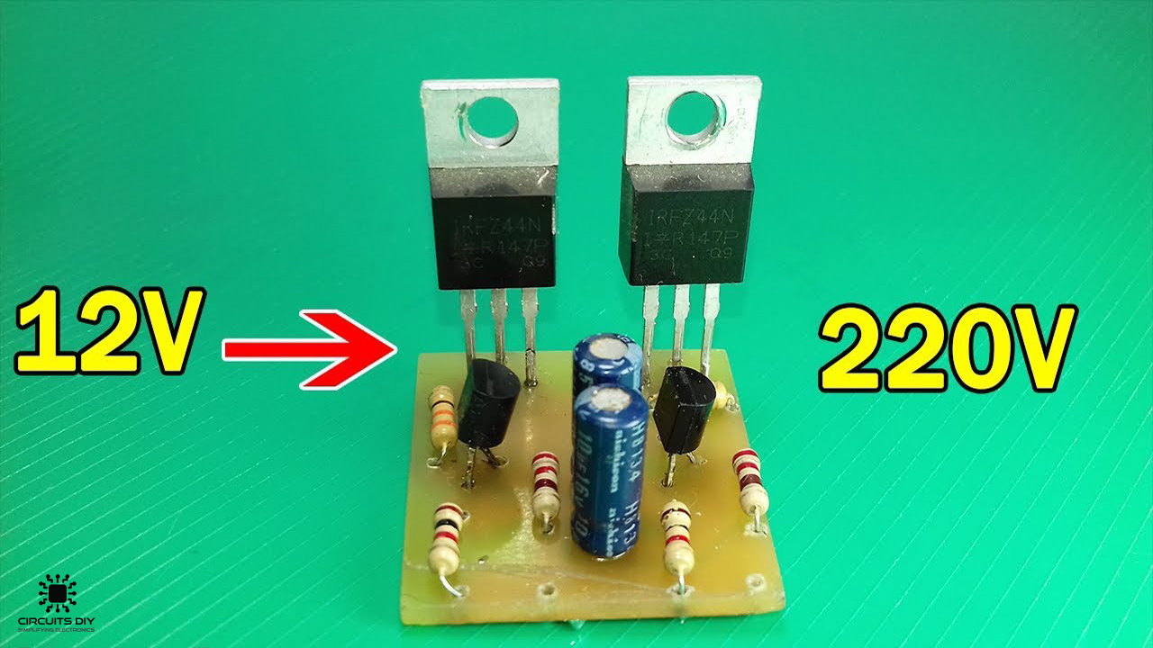 Simple 12V To 220V Inverter Circuit Using IRFZ44 MOSFET