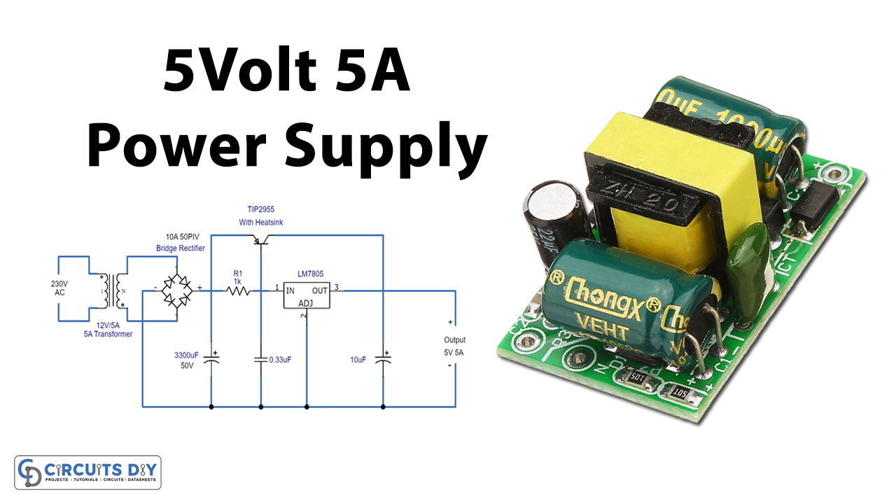 5V-Power-Supply-5A-using-TIP2955-Power-Transistor