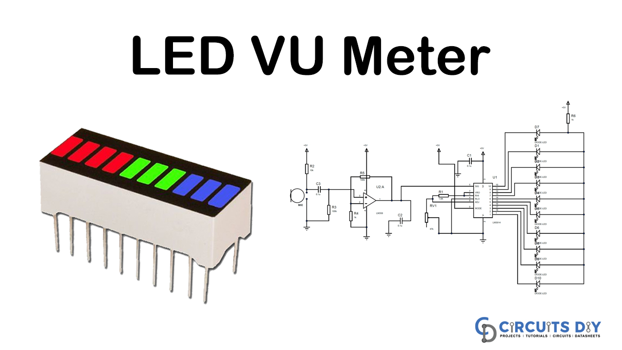 Vivienda Descodificar exposición LED VU Meter using LM3914 and LM358