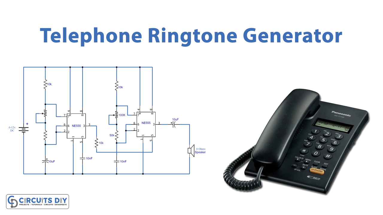 Telephone Ringtone Generator Using 555 IC