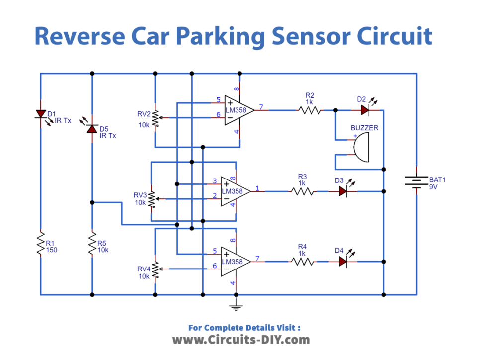 Reverse Car Parking Sensor Circuit_Diagram-Schematic