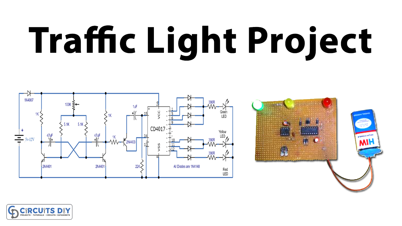Traffic-Light-Project-Using-CD4017-Decade-Counter-IC