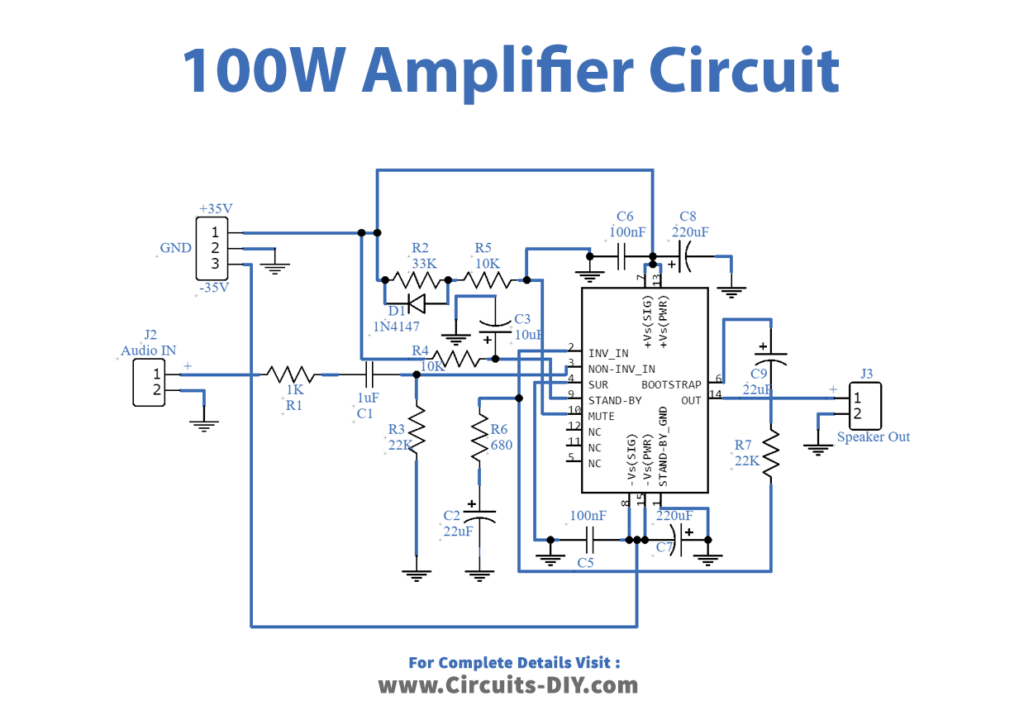 100-Watt-Amplifier-Circuit-diagram-schematic