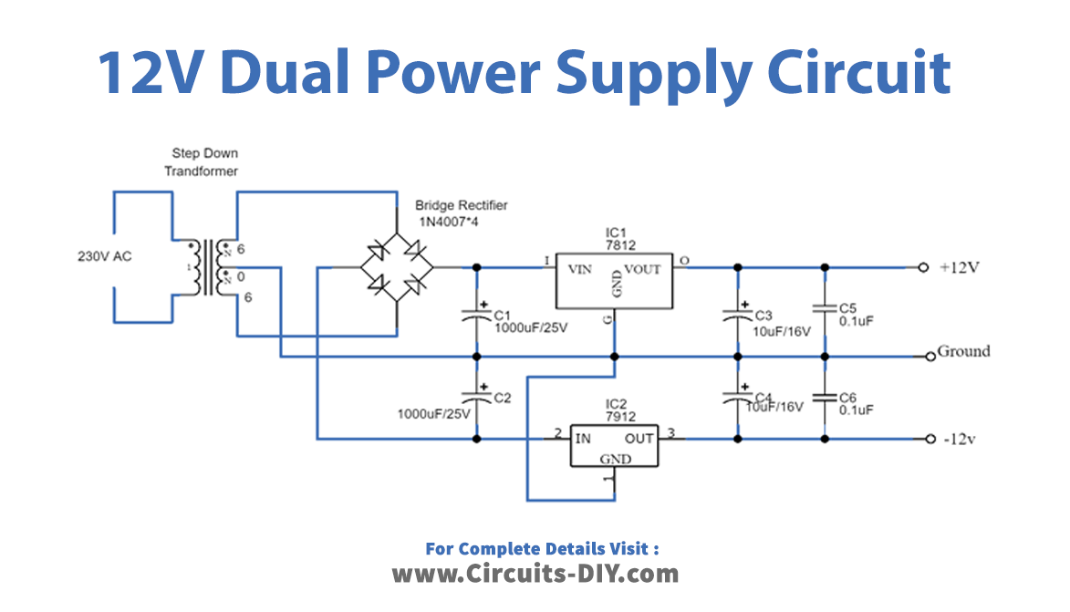 12-Volt-Dual-power-supply-circuit-diagram-schematic