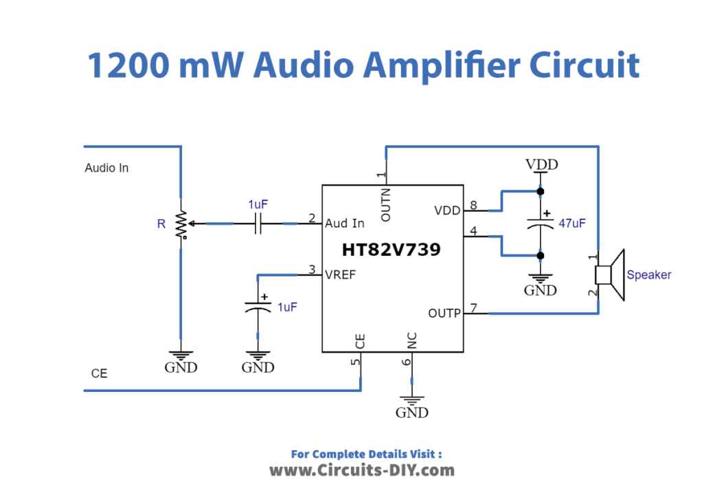 1200 mw audio amplifier circuit-Diagram-Schematic