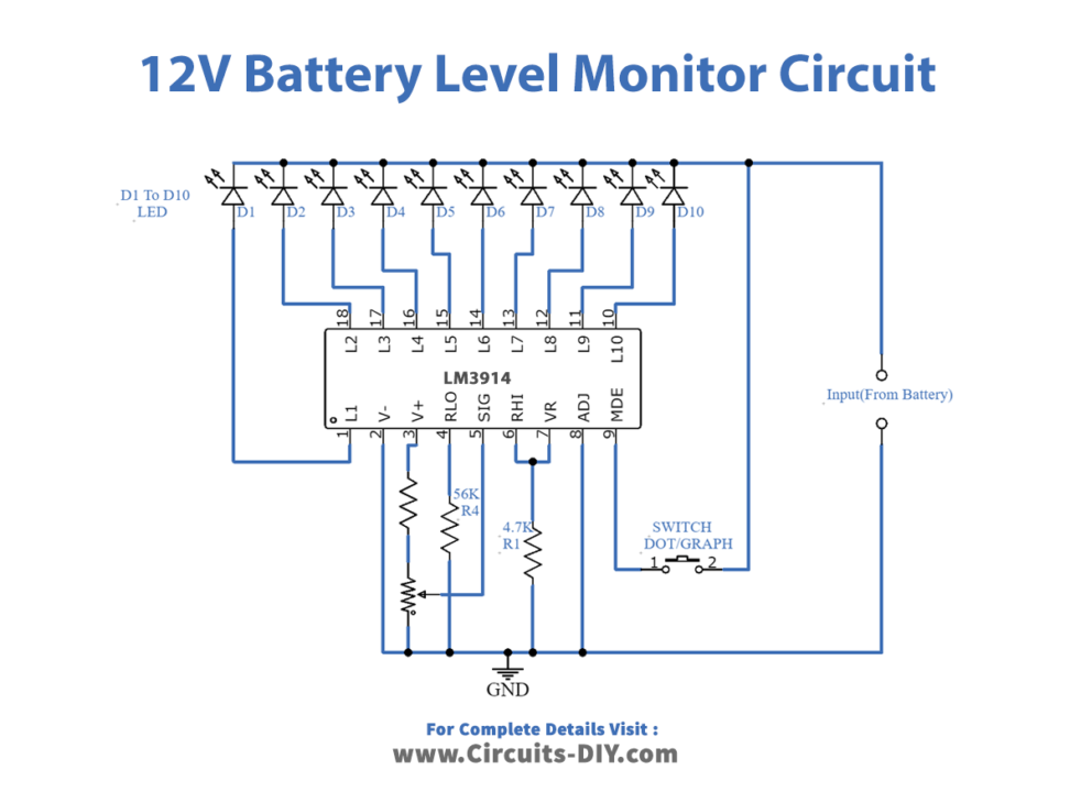 12V-battery-level-monitor-circuit-diagram-schematic