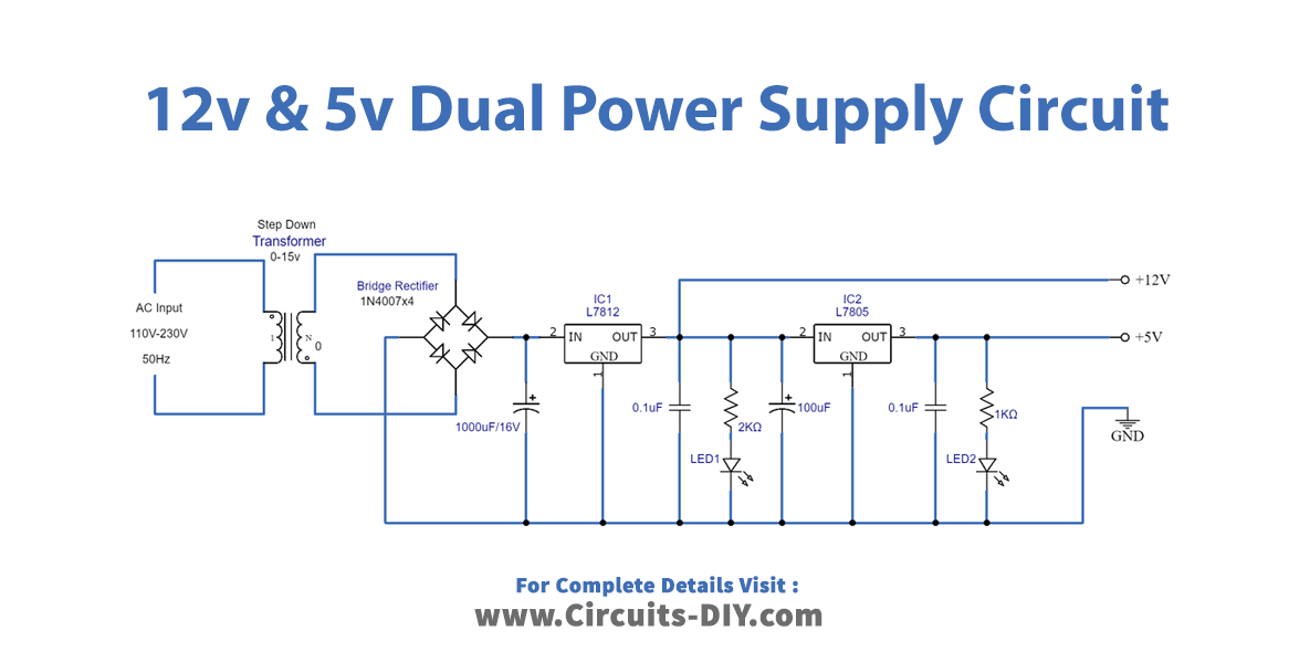 12v-and-5v-Dual-Power-Supply-circuit-diagram-schematic