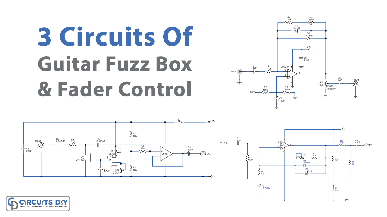 3 Circuits Of Guitar Fuzz Box & Fader Control